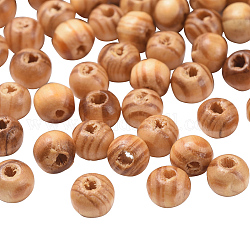 Perles de bois naturel non teintes, sans plomb, ronde, Pérou, 6~7x4~5mm, Trou: 2mm
