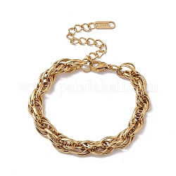 304 braccialetto a catena in corda di acciaio inossidabile per uomo donna, oro, 6-1/2 pollice (16.5 cm)