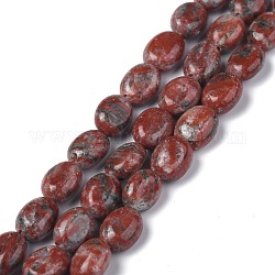 Natürliche rote Sesam Jaspis / Kiwi Jaspis Perlen Stränge, Oval, 8x6x3.5~4 mm, Bohrung: 1 mm, ca. 45~52 Stk. / Strang, 15.16~15.74 Zoll (38.5~40 cm)