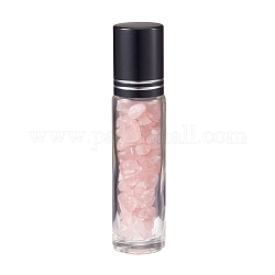 Стеклянные бутылки с роликовыми шариками, многоразовая бутылка эфирного масла, с розового кварца чип бисера, для личной гигиены, 85x20 мм, бусины : 3x11~3x7 мм, мощность: 10мл