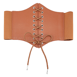 Cintura larga a catena elastica in similpelle, cintura in vita allacciata, cintura da corte vintage per soprabito chemisier, cioccolato, 7-5/8 pollice (19.5 cm)