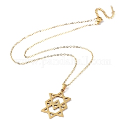 201 collana con ciondolo stella di David in acciaio inossidabile con catene portacavi, oro, 17.52 pollice (44.5 cm)