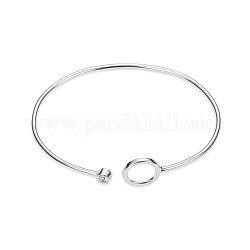 Shegrace design simple plaqué rhodium 925 bracelet manchette en argent sterling, cercle avec zircone aaa grade aaa, platine, 7-1/2 pouce (19 cm)