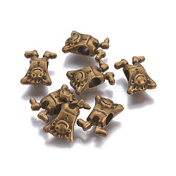 Perline foro grande in lega sitle tibetano, ragazzo, bronzo antico, 17x12x7mm, Foro: 5 mm