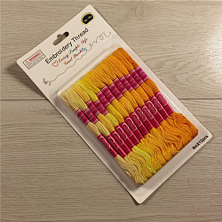 12 Strang, 12 Farben, 6-lagiges Stickgarn aus Polycotton (Polyester-Baumwolle)., Kreuzstichfäden, Farbverlauf, Gelb, 0.8 mm, 8m (8.74 Yards)/Knäuel