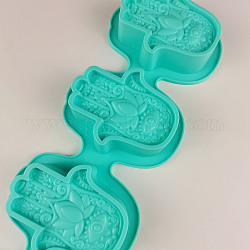 Moldes de silicona para jabón de manos hamsa, para hacer jabones artesanales, 4 cavidades, turquesa, 337x107x30mm