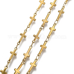 3.28 Feet 304 Stainless Steel Chains, Soldered, Cross Link Chains, Golden, 13.5x5x1.2mm