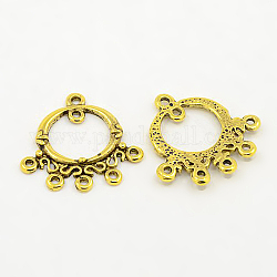 Tibetischen Stil Verbinder/Kronleuchter Komponenten, Bleifrei und cadmium frei, Ring, Antik Golden, 26x25x2 mm, Bohrung: 1.5 mm