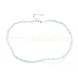Electroplate Glass Beaded Necklaces, with Stainless Steel Lobster Claw Clasps and Curb Chains, Dark Sea Green, 14.96 inch(38cm)