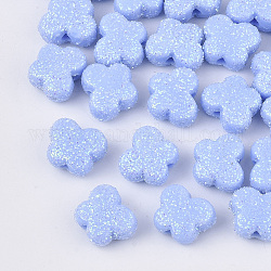 Perles acryliques opaques, avec de la poudre de paillettes, papillon, lumière bleu ciel, 9x11x5.5mm, Trou: 1.6mm