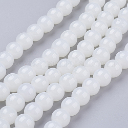 Chapelets de perles en verre imitation jade, peint à la bombe, ronde, fumée blanche, 10mm, Trou: 1.3~1.6mm, Environ 80 pcs/chapelet, 31.4 pouce
