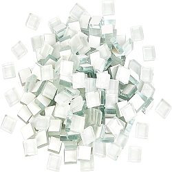 Glas cabochons, Mosaikfliesen, für Heimdekoration oder Basteln, Viereck, weiß, 10x10x4 mm