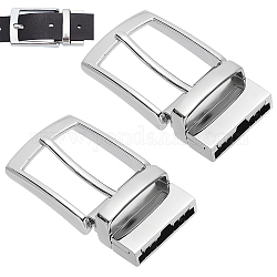 WADORN 2Pcs Zinc Alloy Roller Buckles Clasps, for Men DIY Belt Accessories, Rectangle, Platinum, 43.5x82x20mm, Hole: 34.5x4.5mm and 34.5x8mm