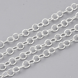 304 Stainless Steel Rolo Chains, Belcher Chain, Unwelded, with Spool, Silver Color Plated, 4x0.6mm, about 164.04 Feet(50m)/roll