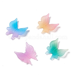 Двухцветные непрозрачные акриловые кабошоны, бабочка, разноцветные, 25x23.5x6 мм