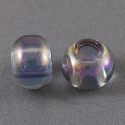 Electroplate AB Color Glass Beads, Rondelle, Dark Violet, 14~15x8.5~10mm, Hole: 6mm