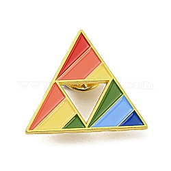 Spilla in lega d'oro, spille smaltate, piramide arcobaleno piatta, colorato, 26.5x30.5x1.5mm