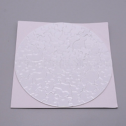 Puzzle di artigianato a trasferimento termico di carta da 48 pz, rotondo e piatto, bianco, 24~39x25~44x1.5mm