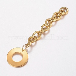 304 extensor de cadena de acero inoxidable, con amuletos del anillo, dorado, 70x6mm
