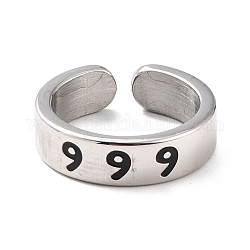 Кольца с номером ангела для женщин, 304 эмалированное кольцо на палец манжеты из нержавеющей стали, кол. 9, размер США 6 3/4 (17.1 мм)