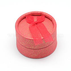 Cajas de anillas de cartón, plano y redondo, rojo, 5.5x3.5 cm