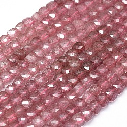 Fragola naturale perle di quarzo fili, stile sfumato, quadrato, sfaccettato, 5x5x5mm, Foro: 0.8 mm, circa 81pcs/filo, 15.15 pollice (38.5 cm)