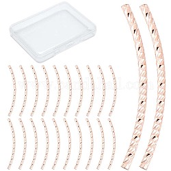 CREATCABIN 80 Pcs Rose Gold Curved Tube Bead Brass Fish Scale Tube 2-Hole Noodle Bead Long Curved Tube Spacer Connector Bulk for Jewelry Making Charms Bracelet Necklaces Accessories 20mm