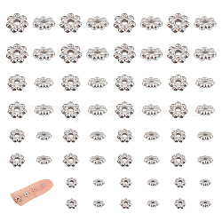 Unicraftale 304 perles d'espacement en acier inoxydable, fleur, couleur inoxydable, 3~6x1~1.5mm, Trou: 1~1.4mm, 20 pièces / style, 4 modèles, 80 pcs