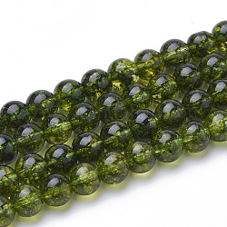 Fili di perle di vetro k9, tondo, tinto, verde, 10x9.5mm, Foro: 1 mm, circa 38pcs/filo, 16.3 pollice