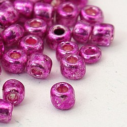 Perles de rocaille en verre, Coloris, ronde, magenta, taille: environ 4mm de diamètre, Trou: 1.5 mm