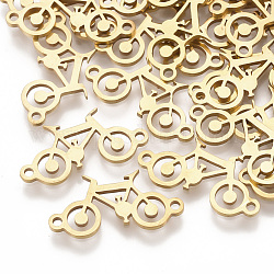 201 Stainless Steel Links connectors, Laser Cut Links, Bicycle, Golden, 20x10x1mm, Hole: 1.4mm