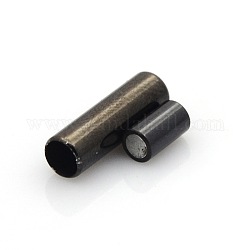 304 Stainless Steel Smooth Surface Magnetic Clasps with Glue-in Ends, Column, Gunmetal, 16x5mm, Hole: 3mm
