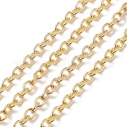 Iron Cable Chains, Unwelded, with Spool, Oval, Golden, 4x3x0.7mm, about 328.08 Feet(100m)/roll