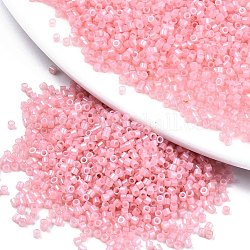 11/0 Grade A Baking Paint Glass Seed Beads, Cylinder, Uniform Seed Bead Size, Opaque Colours Luster, Pink, about 1.5x1mm, Hole: 0.5mm, about 20000pcs/bag