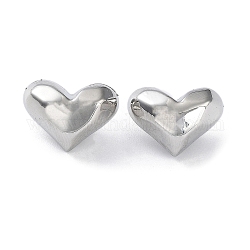 Rack Plating Alloy Charms, Heart, Platinum, 10x13x7.5mm, Hole: 1.6mm