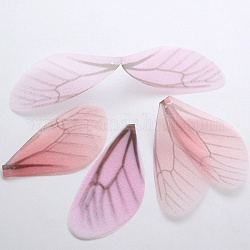 Atificial Craft Chiffon Butterfly Wing, Handmade Organza Dragonfly Wings, Gradient Color, Ornament Accessories, Pink, 92x20mm, Hole: 1.5mm