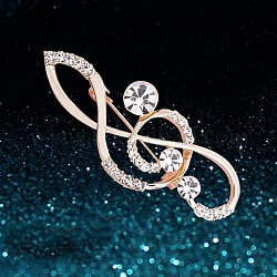 Alloy with Glass Rhinestone Brooch, Musical Note, 50mm