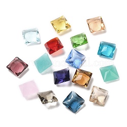 Cabujones de cristal con rhinestone, cuadrados facetas del, color mezclado, 10x10x5~5.5mm