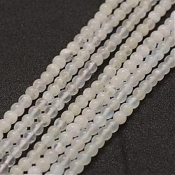 Natural White Moonstone Bead Strands, Grade AB, Round, 4mm, Hole: 0.5mm, about 95pcs/strand, 15.3 inch(39cm)