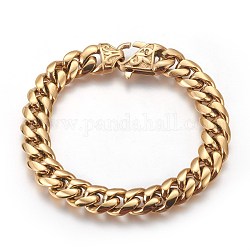 201 Stainless Steel Curb Chain Bracelets, Golden, 9 inch(23cm), 12mm