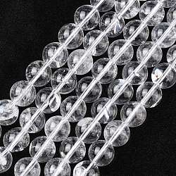 Natürlichem Quarz-Kristall-Perlen Stränge, Bergkristallperlen, Runde, 10 mm, Bohrung: 1 mm, ca. 18 Stk. / Strang, 7.5 Zoll