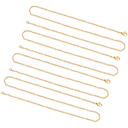 Vakuumbeschichtung Classic Plain 304 Edelstahl Herren Damen Kabelkette für die Herstellung von Halsketten, mit Karabiner verschlüsse, golden, 17.7 Zoll (45 cm), 10 Stück / Karton