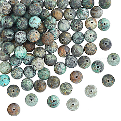 Olycraft gefrostet natürlicher afrikanischer Türkis (Jaspis) runde Perlenstränge, 10 mm, Bohrung: 1 mm, ca. 38 Stk. / Strang, 15.5 Zoll, 2 Stränge
