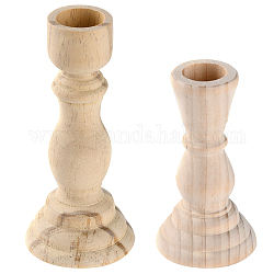 Gorgecraft 2шт 2 стиль неокрашенный деревянный подсвечник, для свадьбы украсить, деревесиные, 57x106~126 мм, внутренний диаметр: 23 мм, 1шт / стиль, 2 стиль, 2 шт