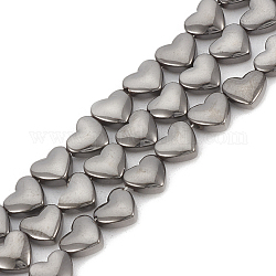 Chapelets de perles en hématite synthétique sans magnétiques, cœur, plaqué gris anthracite, 6x5.5x3mm, Trou: 1mm, Environ 70 pcs/chapelet, 15.7 pouce