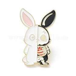 Skeleton Rabbit Enamel Pin, Halloween Alloy Brooch for Backpack Clothes, Light Gold, Colorful, 29x18.5x2mm, Pin: 1mm