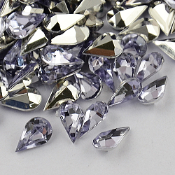 Garment Accessories Pointed Back Taiwan Acrylic Rhinestone Cabochons, Faceted Teardrop, Lilac, 10x6x4mm