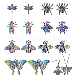 Chgcraft 14 個 7 スタイル各種昆虫合金チャーム虹色のペンダントトンボ蝶クモ蜂ペンダントジュエリーネックレス作成用