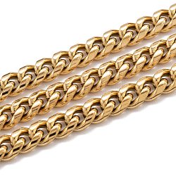 304 catena a maglie cuban in acciaio inossidabile, senza saldatura, con la bobina, oro, 7.5x6x3mm, 16.4 piedi (5 m)/rotolo