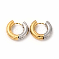 Двухцветные серьги-кольца Huggie из нержавеющей стали 304 для женщин, золотые и нержавеющая сталь цвет, 18.5x20x5 мм, штифты : 1 мм